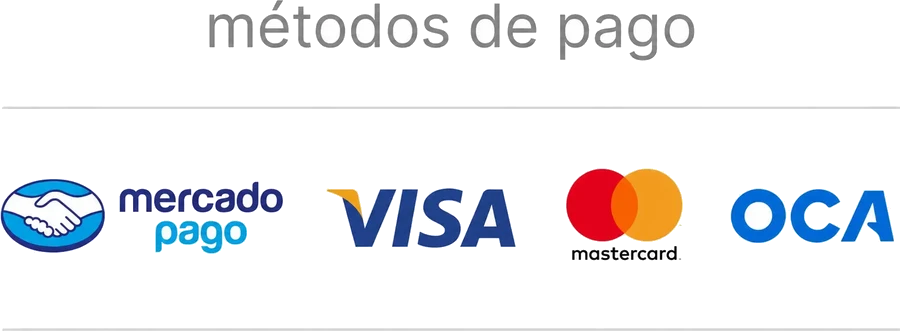 Métodos de pago: Mercado Pago, Visa, Mastercard y OCA